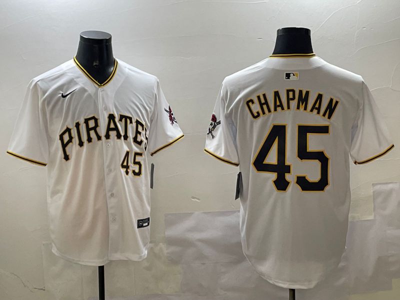 Men Pittsburgh Pirates #45 Chapman White Game 2025 Nike MLB Jersey style 1->pittsburgh pirates->MLB Jersey